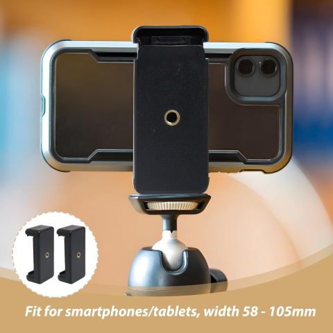 Set 2 cleme universale pentru telefon cu rotatie 360°, prindere 1/4 inch pentru trepied, monopied si selfie stick [3]