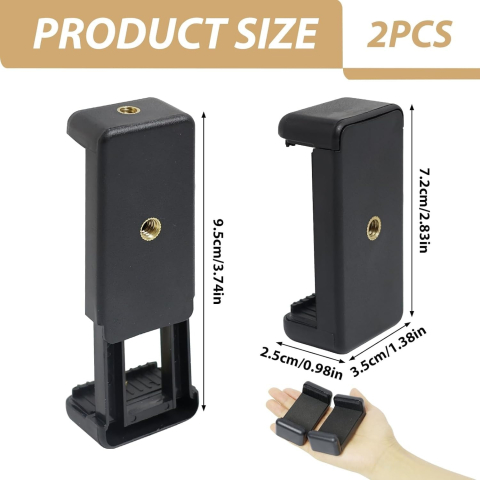 Set 2 cleme universale pentru telefon cu rotatie 360°, prindere 1/4 inch pentru trepied, monopied si selfie stick [1]