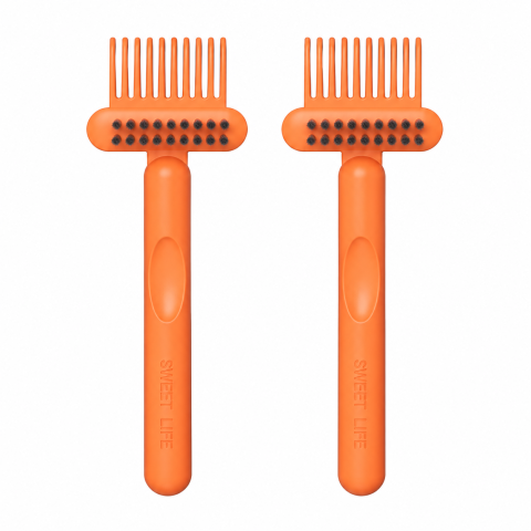 Perii păr - Set 2 curatatoare portocalii 16 x 5 cm pentru perii de par si piepteni