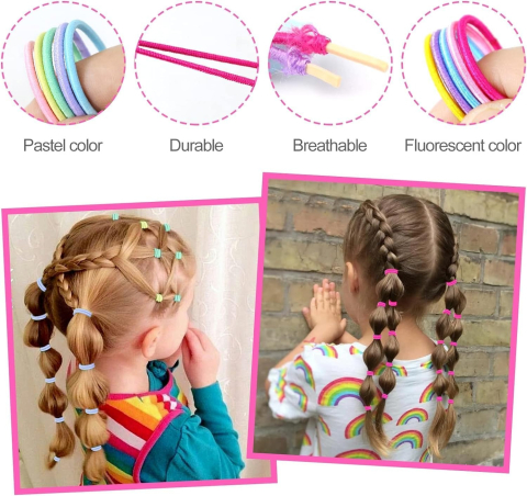Set 2 cutii accesorii par cu elastic 2 cm, elastic spiralat, elastic subtire si 10 cleme flori multicolor [8]