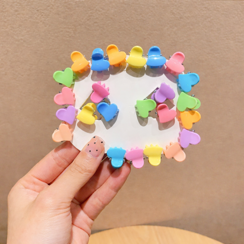 Set 2 cutii accesorii par cu elastic 2 cm, elastic spiralat, elastic subtire si cleme inimioare, multicolor [2]