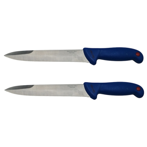 Set 2 cutite bucatarie tip Chef pentru injunghiat si taiere precisa, otel inoxidabil, lama 18 cm, lungime 32 cm, maner ergonomic albastru [6]