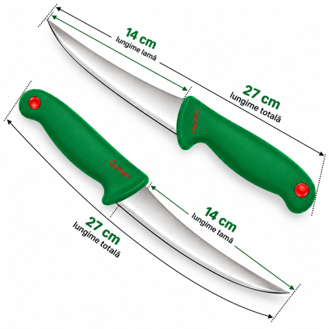 Set 2 cutite de dezosat verzi, 27 cm, lama curbata 14 cm din otel inoxidabil [2]
