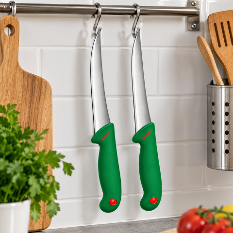 Set 2 cutite de dezosat verzi, 27 cm, lama curbata 14 cm din otel inoxidabil [1]