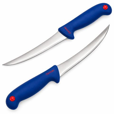 Set 2 cutite pentru macelarie albastre, lama curbata 18 cm, lungime 30 cm, otel inoxidabil [2]