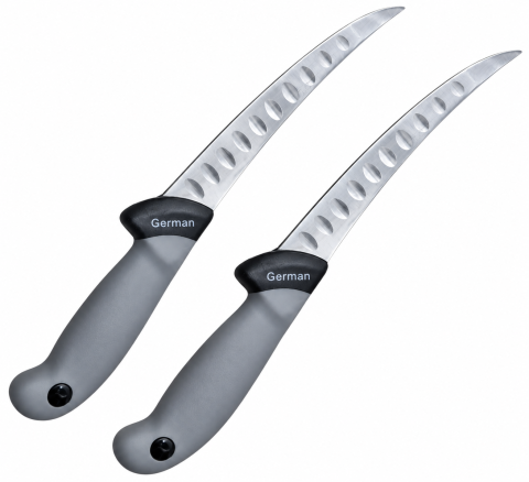Set 2 cutite pentru transare 28.5 cm, lama curbata 15 cm cu alveole, 100 g/buc, otel inoxidabil, manere ergonomice, culori aleatorii [5]