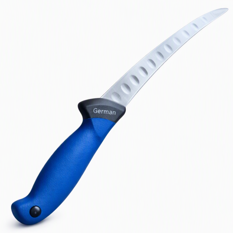 Set 2 cutite pentru transare 28.5 cm, lama curbata 15 cm cu alveole, 100 g/buc, otel inoxidabil, manere ergonomice, culori aleatorii [3]