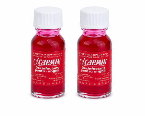 Ustensile îngrijire unghii - Set 2 Dezinfectanti pentru unghii Carmin, solutie pentru igienizare si ingrijire, 10 ml fiecare