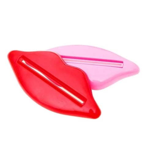 CASA & GRADINA - Set 2 dispozitive pentru stors tub pasta de dinti, cosmetice, rosu/roz
