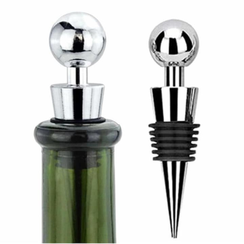 Set 2 dopuri pentru sticla de vin, din plastic si silicon, 9 cm, argintiu/negru – etansare perfecta si design elegant [2]