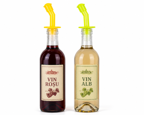Set 2 dopuri picuratoare pentru sticle, galben si verde, dozatoare cu capac pentru vin, ulei, otet si lichide [1]