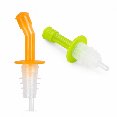 Set 2 dopuri picuratoare pentru sticle, portocaliu si verde, dozatoare cu capac pentru turnarea lichidelor [4]