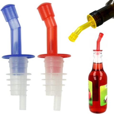 Set 2 dopuri picuratoare pentru sticle, rosu si albastru, dozatoare cu gura curbata pentru lichide [1]