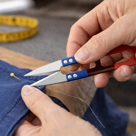 Set 2 foarfeci croitorie compacte negre, 10.4 cm, lame otel inoxidabil, taiere precisa fire textile [2]