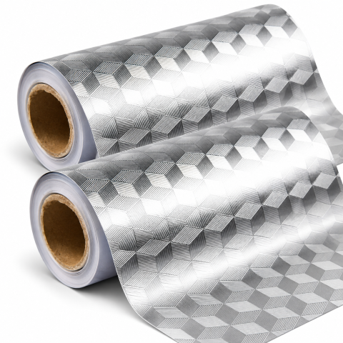Set 2 folii autoadezive argintii 30 x 100 cm, PVC, model geometric 3D [1]