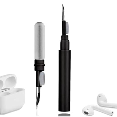 Set 2 kituri curatare casti 5 in 1 multifunctionale, ABS, 10.6 x 1.3 x 1.3 cm, pentru AirPods, earbuds, smartphone, tastatura si dispozitive electronice, negru [2]