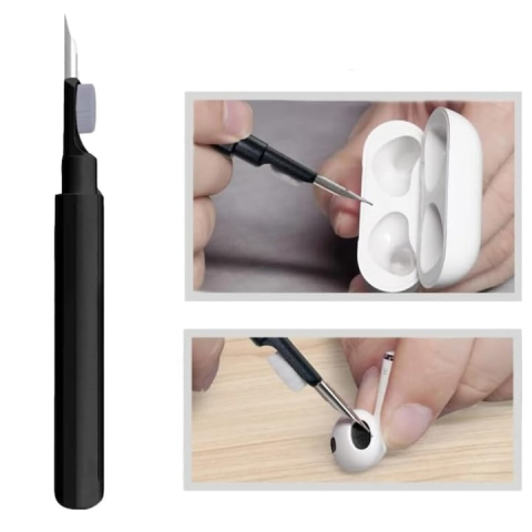Set 2 kituri curatare casti 5 in 1 multifunctionale, ABS, 10.6 x 1.3 x 1.3 cm, pentru AirPods, earbuds, smartphone, tastatura si dispozitive electronice, negru [5]