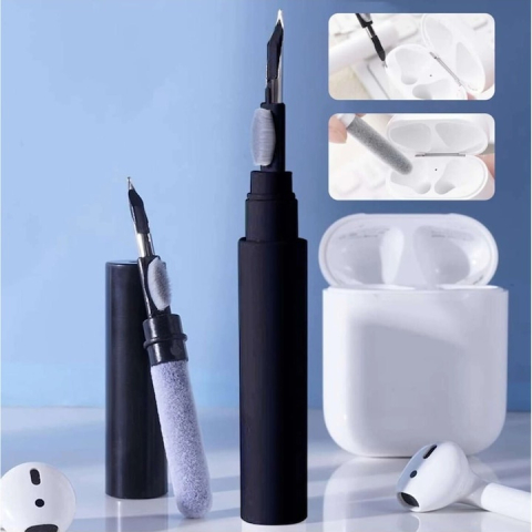 Set 2 kituri curatare casti 5 in 1 multifunctionale, ABS, 10.6 x 1.3 x 1.3 cm, pentru AirPods, earbuds, smartphone, tastatura si dispozitive electronice, negru [4]