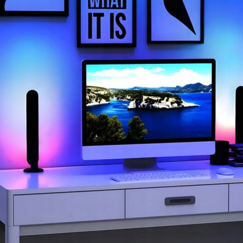 Set 2 lampi LED RGB, 12 culori, 4 moduri de iluminare, montare verticala sau orizontala, alimentare USB, telecomanda inclusa, 26.5 x 4.1 x 3.5 cm, negre – iluminare moderna, dinamica si personalizata  [6]