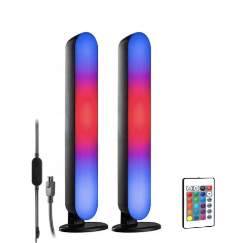 Set 2 lampi LED RGB, 12 culori, 4 moduri de iluminare, montare verticala sau orizontala, alimentare USB, telecomanda inclusa, 26.5 x 4.1 x 3.5 cm, negre – iluminare moderna, dinamica si personalizata  [7]