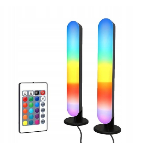 Set 2 lampi LED RGB, 12 culori, 4 moduri de iluminare, montare verticala sau orizontala, alimentare USB, telecomanda inclusa, 26.5 x 4.1 x 3.5 cm, negre – iluminare moderna, dinamica si personalizata 