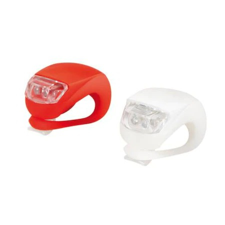 Faruri LED - Set 2 lampi silicon pentru bicicleta, cu lumina alba, 3 moduri de luminare, impermeabile, culoare Alb+rosu