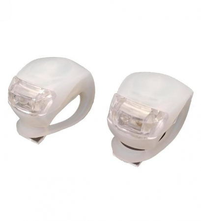 Faruri LED - Set 2 lampi silicon pentru bicicleta, cu lumina alba, 3 moduri de luminare, impermeabile, culoare alb
