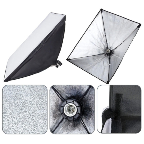 Set 2 lampi softbox pentru studio foto-video, 50 x 70 cm, cu 2 trepiede reglabile pana la 200 cm, 2 becuri 150W 5500K, husa transport inclusa [1]