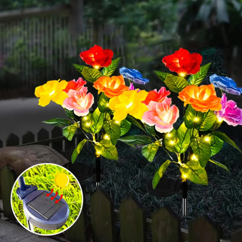 Set 2 lampi solare decorative multicolore 71 cm, model buchet de trandafiri cu LED [9]