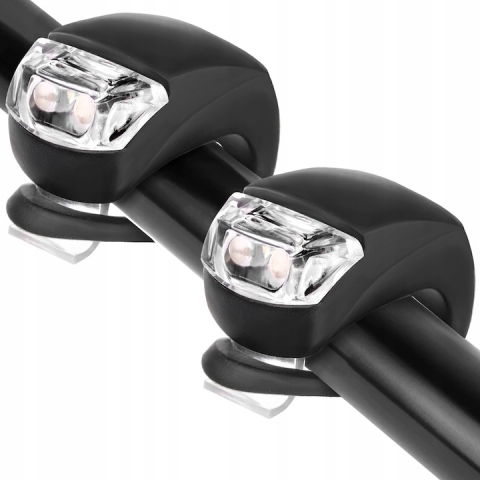 Set 2 lumini bicicleta, din silicon, lumina alba, 3 moduri de iluminare, impermeabile, prindere rapida cu clema, rezistente la praf si ploaie, negru [3]