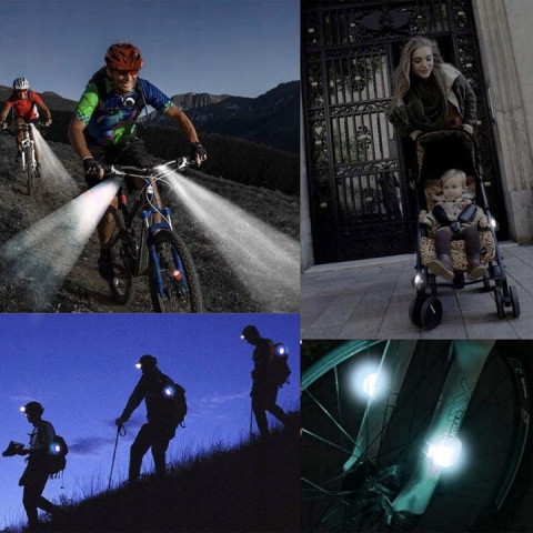 Set 2 lumini bicicleta, din silicon, lumina alba, 3 moduri de iluminare, impermeabile, prindere rapida cu clema, rezistente la praf si ploaie, negru [9]