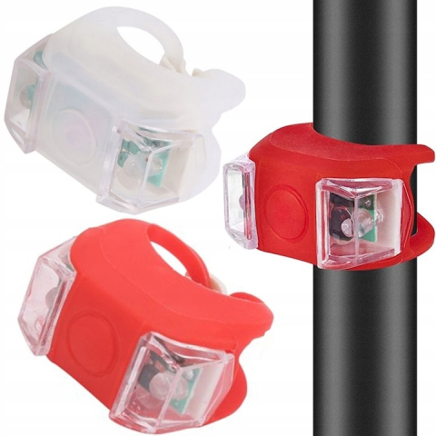 Set 2 lumini LED pentru bicicleta din silicon, fata si spate, alb si rosu, prindere rapida [1]