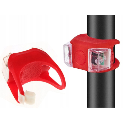 Set 2 lumini LED pentru bicicleta din silicon, fata si spate, alb si rosu, prindere rapida [3]