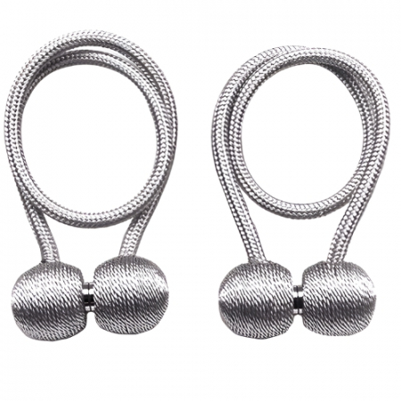 Magneti draperii - Set pentru prindere perdele si draperii, format din 2 magneti decorativi, tip snur - Gri