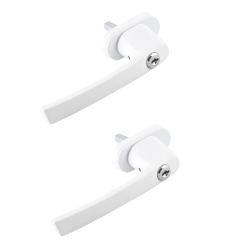 CASA & GRADINA - Set 2 manere fereastra cu incuietoare, 4 chei, inchidere securizata, model universal, aluminiu, alb