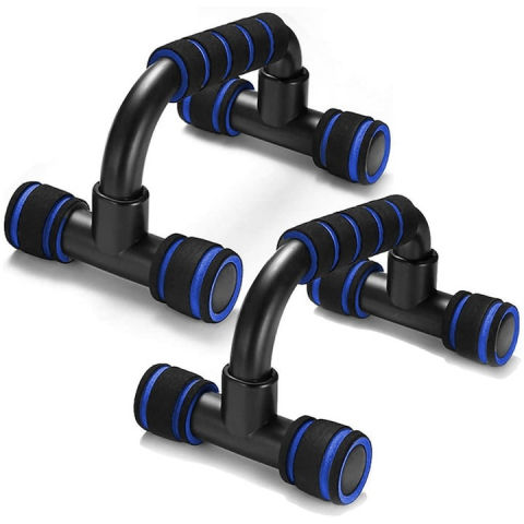 SPORT ȘI ACTIVITĂȚI - Set 2 manere pentru flotari, suprafata anti-alunecare, sarcina maxima 200 kg - Negru, albastru