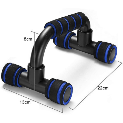 Set 2 manere pentru flotari, suprafata anti-alunecare, sarcina maxima 200 kg - Negru, albastru [2]
