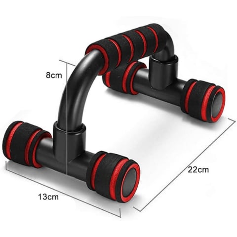 Set 2 manere pentru flotari, suprafata anti-alunecare, sarcina maxima 200 kg - Negru, rosu [3]