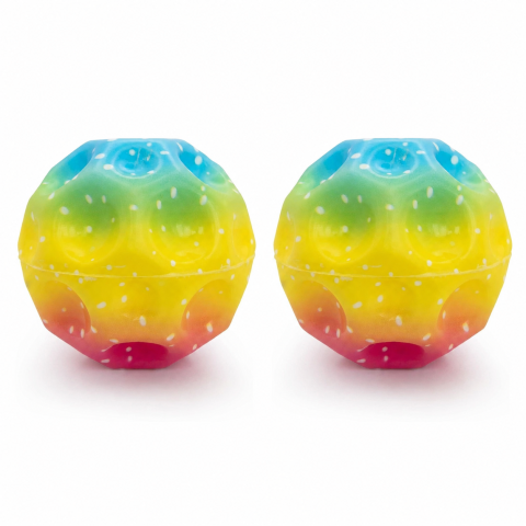 JOCURI ȘI JUCĂRII - Set 2 mingi antistres multicolor 6 cm, jucarii senzoriale moi din poliuretan, mingi saltarete pentru relaxare, joaca, stimulare tactila si exercitii pentru maini