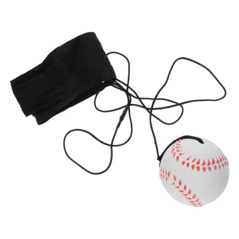 Set 2 mingi saltarete hiperelastice model baseball cu bratara pentru incheietura, Space Moon Ball antistres, diametru 60 mm, alb cu rosu [2]