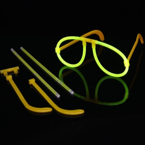 Set 2 ochelari decorativi fluorescenti pentru petreceri si festivaluri, design rotund, accesorii luminoase din plastic, galben [1]