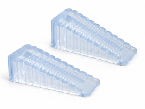 CASA & GRADINA - Set 2 opritoare pentru usa, transparente 9.5 x 4 x 2.8 cm, silicon antiderapant, pene universale pentru fixarea si blocarea usilor