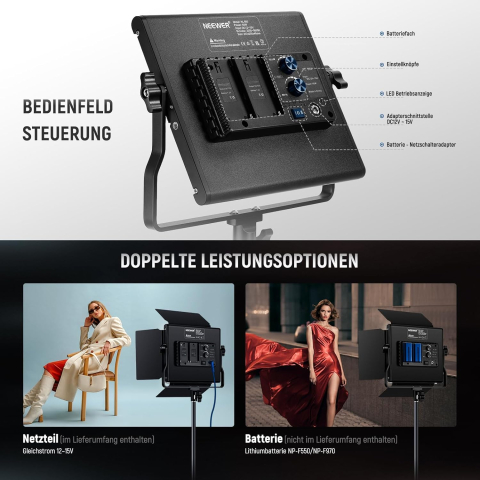 Set 2 panouri LED profesionale pentru studio foto si video, Bi-Color 3200K-5600K, 660 LED, CRI96+, luminozitate reglabila, softbox, trepiede 190 cm, genti transport [4]