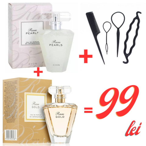PARFUMURI & SETURI - Set 2 parfumuri Rare Pearls & Rare Gold + set 4 accesorii păr – ofertă specială 99 lei