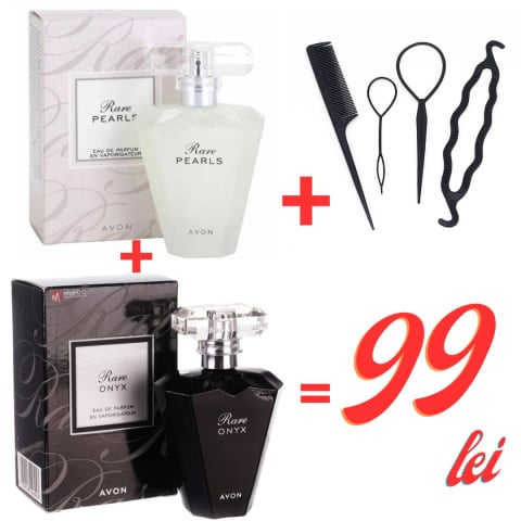 Oferte speciale - Set 2 parfumuri Rare Pearls & Rare Onyx + set 4 accesorii păr – ofertă specială 99 lei