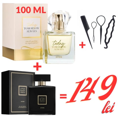 Oferte speciale - Set 2 parfumuri Today Tomorrow Always 100 ml & Little Black Dress + set 4 accesorii păr – ofertă specială 149 lei