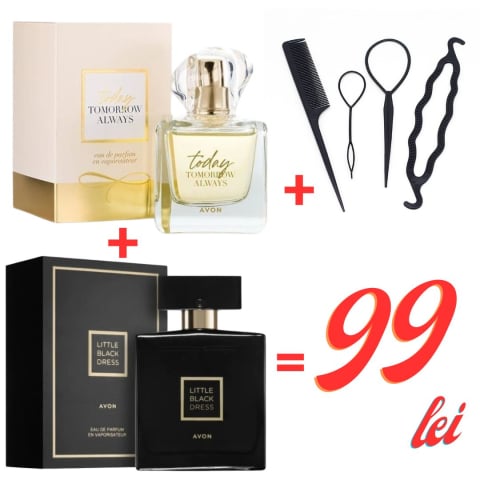 Oferte speciale - Set 2 parfumuri Today Tomorrow Always & Little Black Dress + set 4 accesorii păr – ofertă specială 99 lei