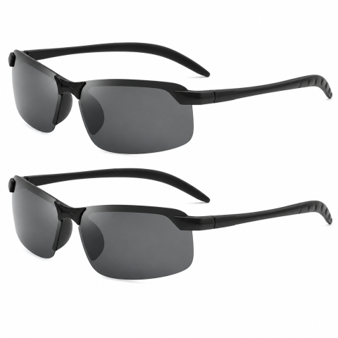 SPORT ȘI ACTIVITĂȚI - Set 2 perechi ochelari de soare sport negri UV400, lentile policarbonat 61 x 37 mm