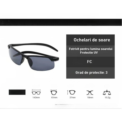 Set 2 perechi ochelari de soare sport negri UV400, lentile policarbonat 61 x 37 mm [3]