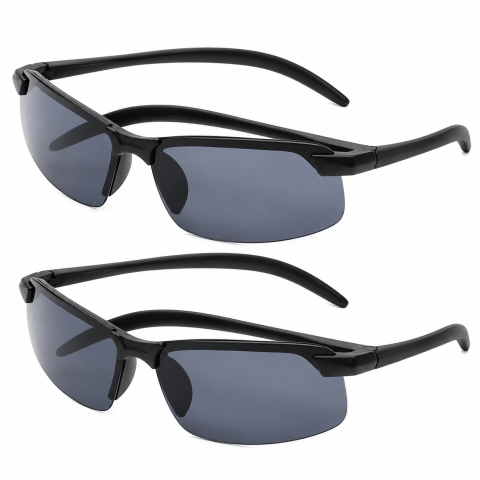 Set 2 perechi ochelari de soare sport negri UV400, lentile policarbonat 61 x 37 mm [2]